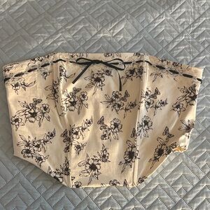 Floral Print Cream Women's Top